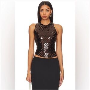 Free People Disco Fever Sequin Cami Top Black